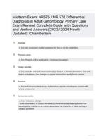 Midterm Exam - NR576 / NR 576 Differential Diagnosis in Adult-Gerontology Primary Care Exam Review