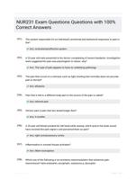 NUR231 Exam Questions Questions with 100% Correct Answers