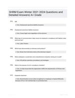 SHRM Exam Winter 2021 2024 Questions and Detailed Answers| A+ Grade