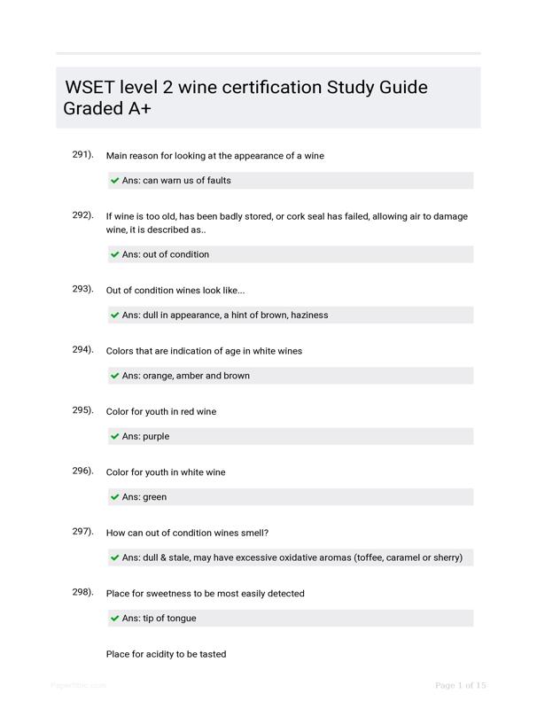 WSET Level 2 Wine Certification Study Guide Graded A+