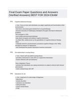 Final Exam  Paper Questions and  Answers (Verified  Answers) BEST FOR 2024  EXAM