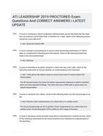 ATI LEADERSHIP 2019 PROCTORED Exam  Questions And CORRECT ANSWERS |  LATEST UPDATE