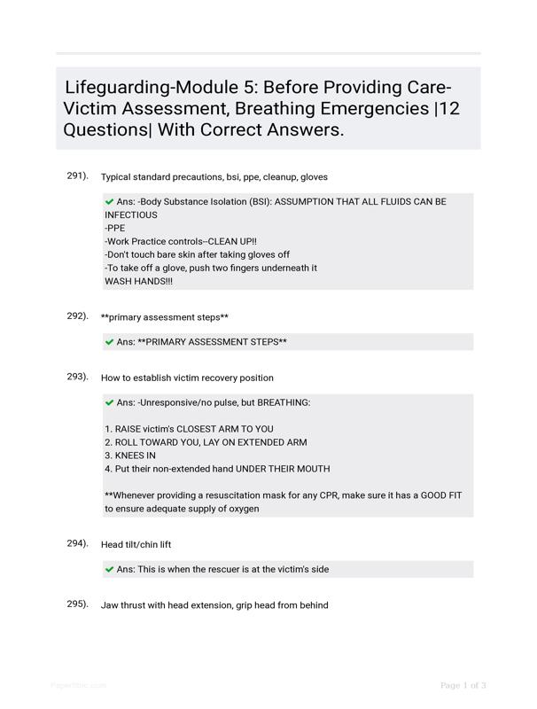 LifeguardingModule 5 Before Providing CareVictim Assessment