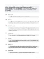 AQA A-Level Economics Macro Year2 81 CORRECTLY ANSWERED QUESTIONS LATEST UPDATE