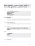 BTEC health and social / UNIT 2 83 CORRECTLY ANSWERED QUESTIONS LATEST UPDATE
