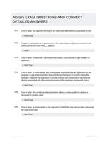 Notary EXAM QUESTIONS AND CORRECT  DETAILED ANSWERS
