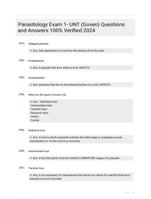 Parasitology Exam 1- UNT (Goven) Questions and Answers 100% Verified 2024