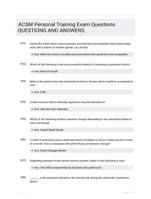 ACSM Personal Training Exam Questions QUESTIONS AND ANSWERS.