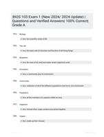 BIOS 103 Exam 1 (New 2024/ 2024 Update) | Questions  and Verified Answers| 100% Correct| Grade A