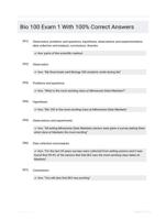 Bio 100 Exam 1 With 100% Correct Answers