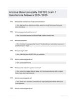 Arizona State University BIO 202 Exam 1 Questions & Answers 2024/2025