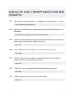 ASU Bio 181 Exam 1 REVIEW (QUESTIONS AND  ANSWERS)