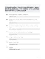 Pathophysiology Questions and Answers latest EXAM QUESTIONS (191 TERMS) WITH VERIFIED DEFINITIONS UPDATED 2024