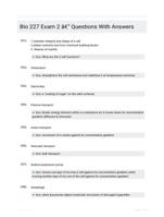 Bio 227 Exam 2 - Questions With Answers