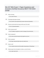 Bio 227 BSU Exam 1 Paper Questions and  Answers (Verified  Answers) BEST FOR 2024  EXAM
