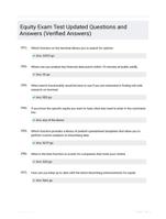 Equity Exam Test Updated Questions and Answers (Verified Answers)