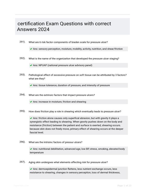 Certification Exam Questions With Correct Answers 2024