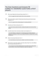 The Giver Questions and Answers 98 CORRECTLY ANSWERED QUESTIONS LATEST UPDATE