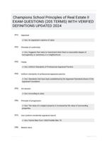 Champions School Principles of Real Estate II EXAM QUESTIONS (205 TERMS) WITH VERIFIED DEFINITIONS UPDATED 2024