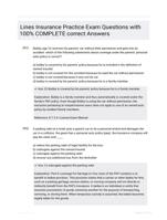Lines Insurance Practice Exam  Questions with 100% COMPLETE correct Answers