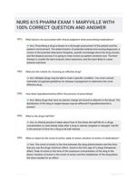 NURS 615 PHARM EXAM 1 MARYVILLE WITH 100% CORRECT QUESTION AND ANSWER