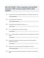 BIO 202 EXAM 1 Prep | Questions and Verified Answers| 100% Correct (Latest 2024/ 2024 Update)