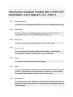 USA Biology Olympiad Practice 683 CORRECTLY ANSWERED QUESTIONS LATEST UPDATE