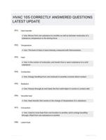 HVAC 105 CORRECTLY ANSWERED QUESTIONS LATEST UPDATE