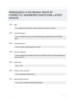 Mathematics in the Modern World 45 CORRECTLY ANSWERED QUESTIONS LATEST UPDATE