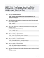 NFDN 2006 Final Review Questions |129 Questions| With Correct Answers.