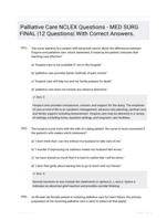 Palliative Care NCLEX Questions - MED SURG FINAL |12 Questions| With Correct Answers.