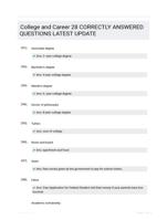 College and Career 28 CORRECTLY ANSWERED QUESTIONS LATEST UPDATE