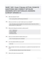 NURC 1001: Exam 2 Review ACTUAL EXAM 93 QUESTIONS AND CORRECT DETAILED ANSWERS WITH RATIONALES ANSWERS ALREADY GRADED A+