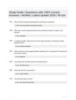 Study Guide | Questions with 100% Correct Answers | Verified | Latest Update 2024 | 90 Qst