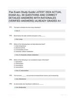 Pax Exam Study Guide LATEST 2024 ACTUAL EXAM ALL 30 QUESTIONS AND CORRECT DETAILED ANSWERS WITH RATIONALES (VERIFIED ANSWERS) |ALREADY GRADED A+