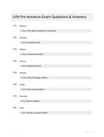 LVN Pre entrance Exam Questions & Answers