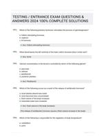 TESTING / ENTRANCE EXAM QUESTIONS &  ANSWERS 2024 100% COMPLETE  SOLUTIONS