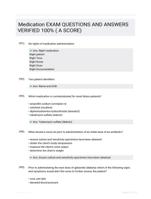 Medication EXAM QUESTIONS AND ANSWERS VERIFIED 100% ( A SCORE)