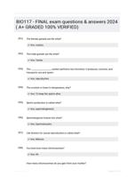 BIO117 - FINAL exam questions & answers 2024 ( A+ GRADED 100% VERIFIED)