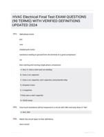 HVAC Electrical Final Test EXAM QUESTIONS (90 TERMS) WITH VERIFIED DEFINITIONS UPDATED 2024