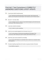 First Aid 1 Test Corrections 6 CORRECTLY ANSWERED QUESTIONS LATEST UPDATE