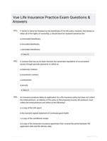 Vue Life Insurance Practice Exam Questions & Answers
