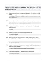 Missouri life insurance exam practice 2024/2025 already passed
