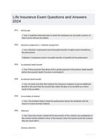 Life Insurance Exam Questions and Answers 2024