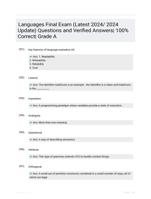 Languages Final Exam (Latest 2024/ 2024 Update) Questions and Verified Answers| 100% Correct| Grade A