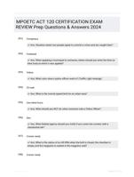 MPOETC ACT 120 CERTIFICATION EXAM REVIEW Prep Questions & Answers 2024