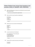Pilates Written Exam Actual Test Questions and Answers 2024( A+ GRADED 100% VERIFIED).