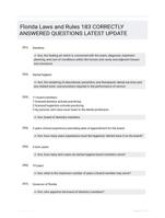 Florida Laws and Rules 183 CORRECTLY ANSWERED QUESTIONS LATEST UPDATE