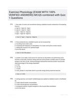 Exercise Physiology (EXAM WITH 100%  VERIFIED ANSWERS) MCQS combined with Quiz 1 Questions