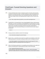 Final Exam- Funeral Directing Questions and Answers